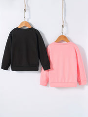 2pcs Girls Unicorn Print Crew Neck Sweatshirts Pullovers Set