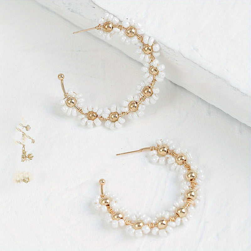 Bohemian Hoop Earrings Beaded O Shape