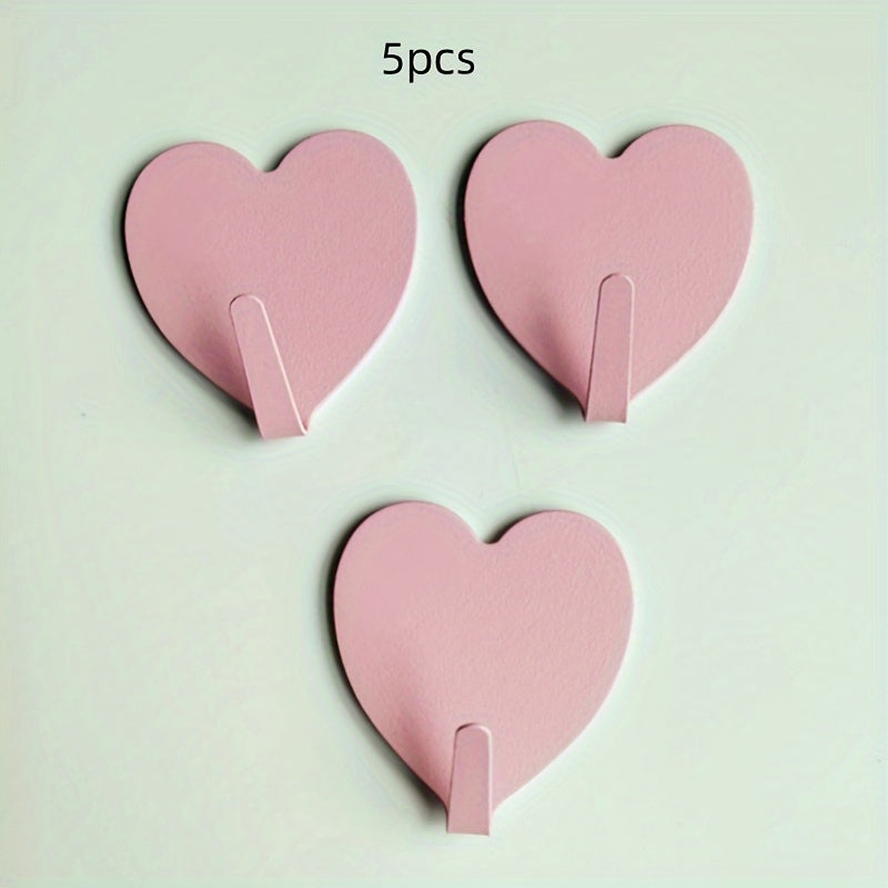 5pcs Colorful Love Hook Adhesive Heart Hook for Clothes Hat Bag Keys