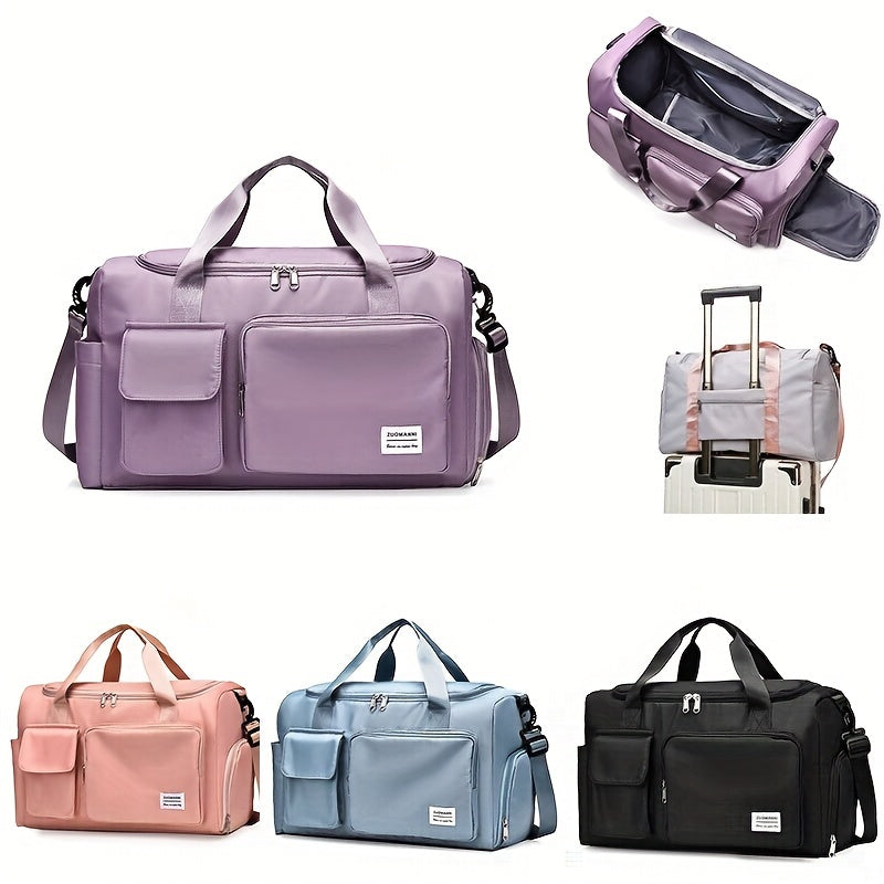 Large Capacity Weekend Bag with Side Shoe Pocket and Double Handles