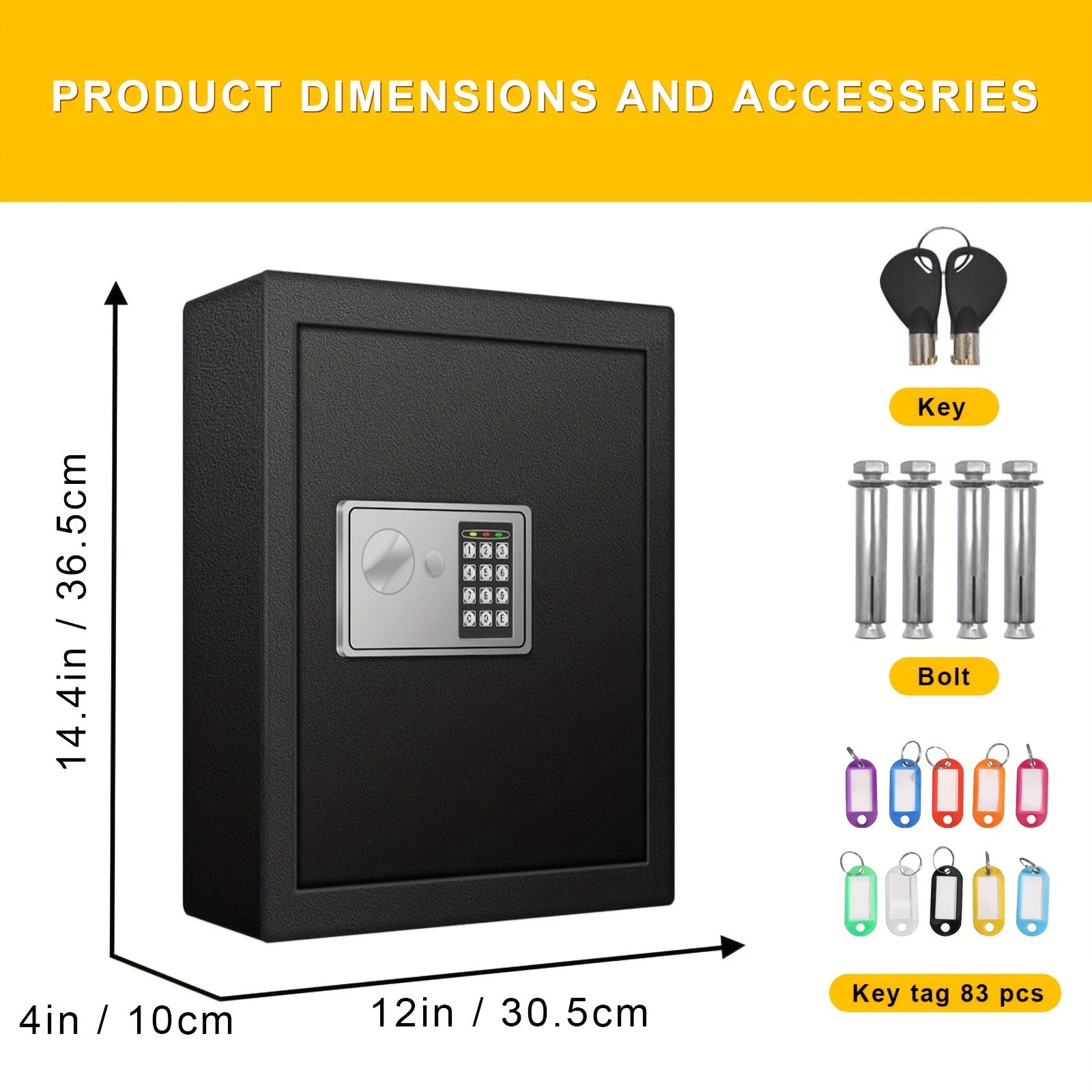Electronic Key Safe Pin Code Keyless Storage Box Wall Mount Safe 83 Keys Cabinet