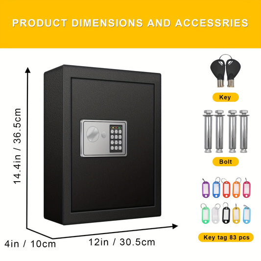 Electronic Key Safe Pin Code Keyless Storage Box Wall Mount Safe 83 Keys Cabinet