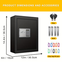 Electronic Key Safe Pin Code Keyless Storage Box Wall Mount Safe 83 Keys Cabinet