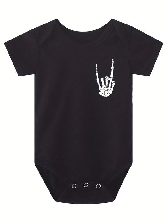 Funny Skull Hand Baby Romper Short Sleeve Bodysuit