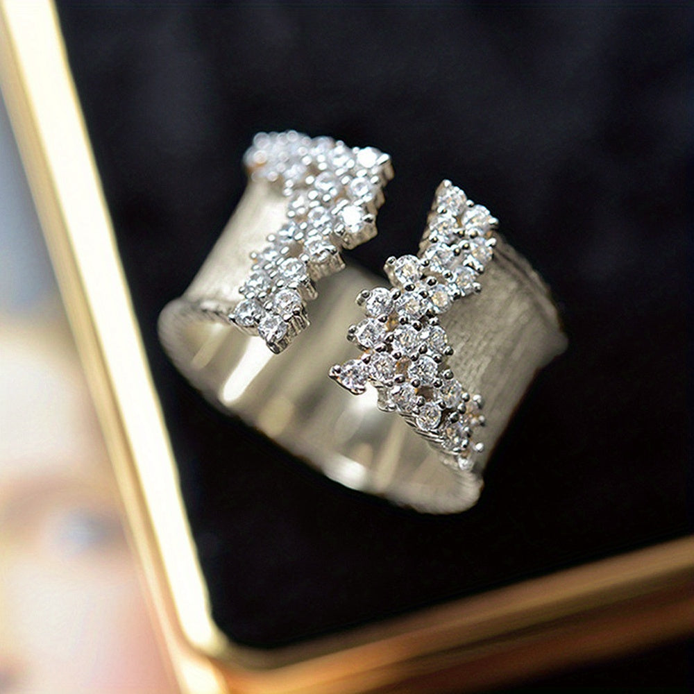 Golden Ring Female Zircon Cocktail Party Ring Wedding Jewelry Gift