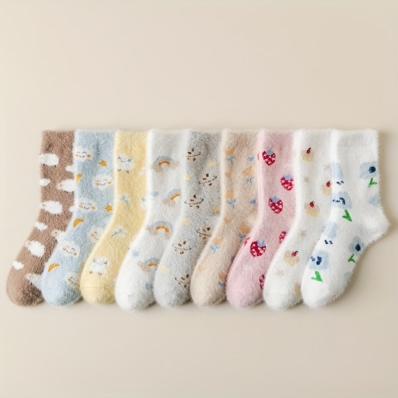 Cartoon Plush Socks Mid Tube Women's Stockings