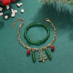 2pcs Colorful Christmas Tree Beaded Bracelets