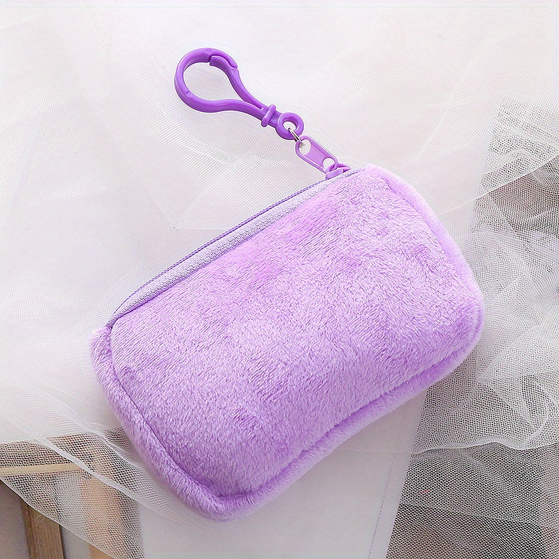 Mini Plush Zipper Storage Bag Portable Key Case
