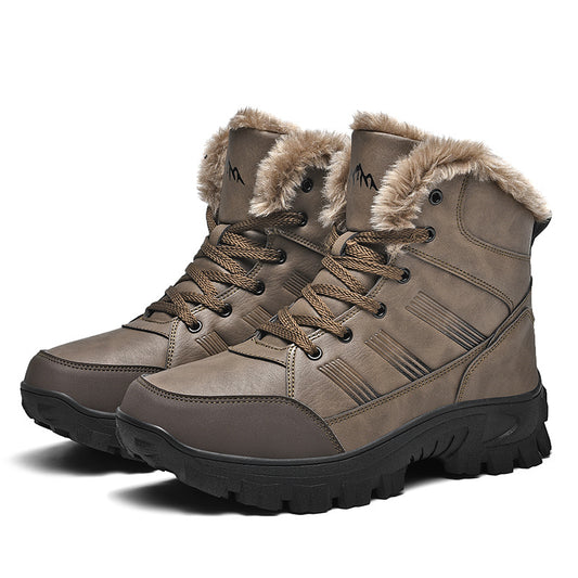Men's Waterproof Snow Boots, Warm Fleece Lining, Rubber Sole