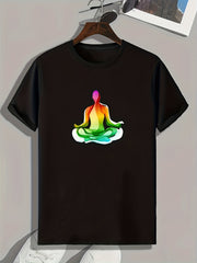 Men's Meditation Pattern Print Sports T shirt