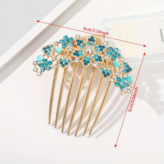 Crystal Rhinestone Hair Comb Flower Decor Non-slip Hair Ornament