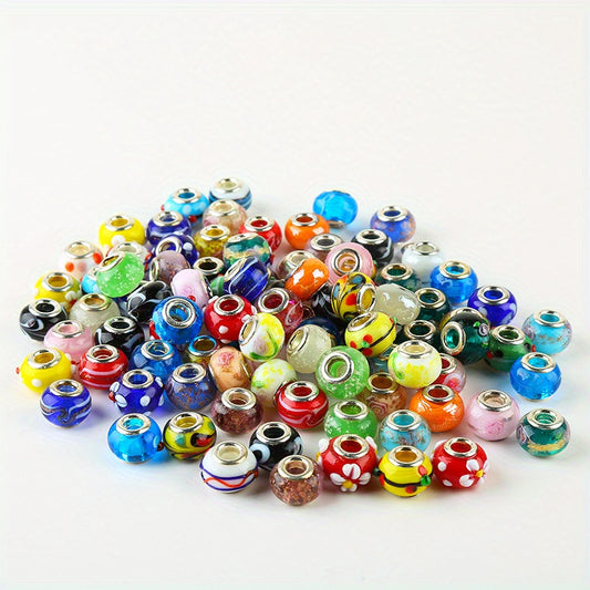 30-50-100pcs 15x11mm Large Hole Glass Bead Loose Bead DIY Jewelry Accessories