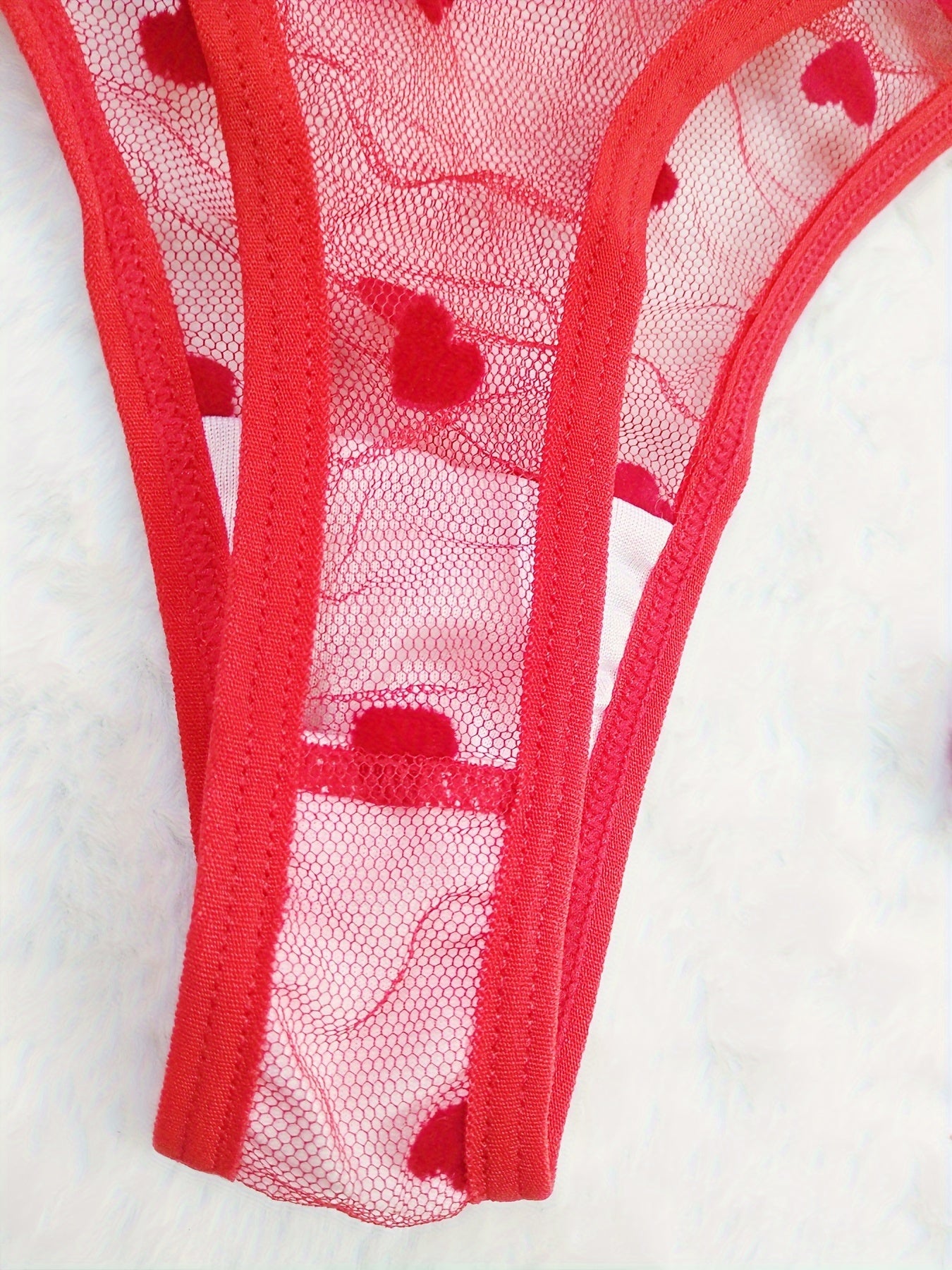  Sexy Brief Women's Plus Flocked Heart Detail Panty