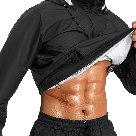 Men's Lightweight Sauna Suit Hooded Sweating Jacket For Weight Loss