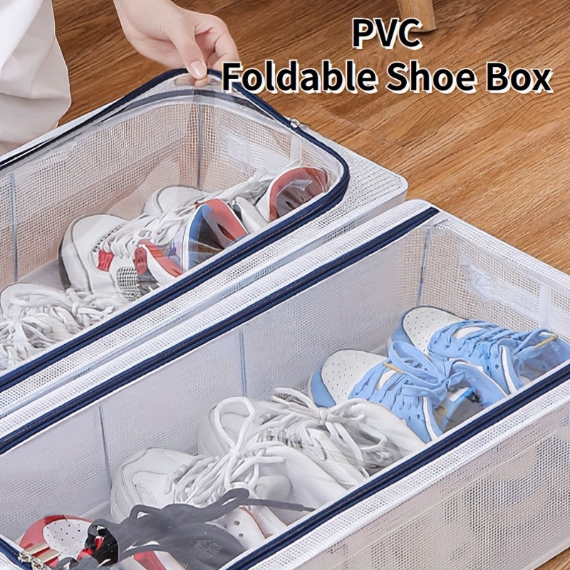 Clear Mesh Shoes Storage Box Underbed Waterproof Storage Bins With Lid