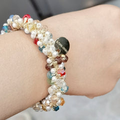 2pcs Crystal Hair Ropes Beaded Hair Rings For Girls