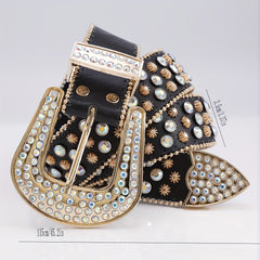 Leather Belt Rhinestone Glass Rhinestone Pin Buckle