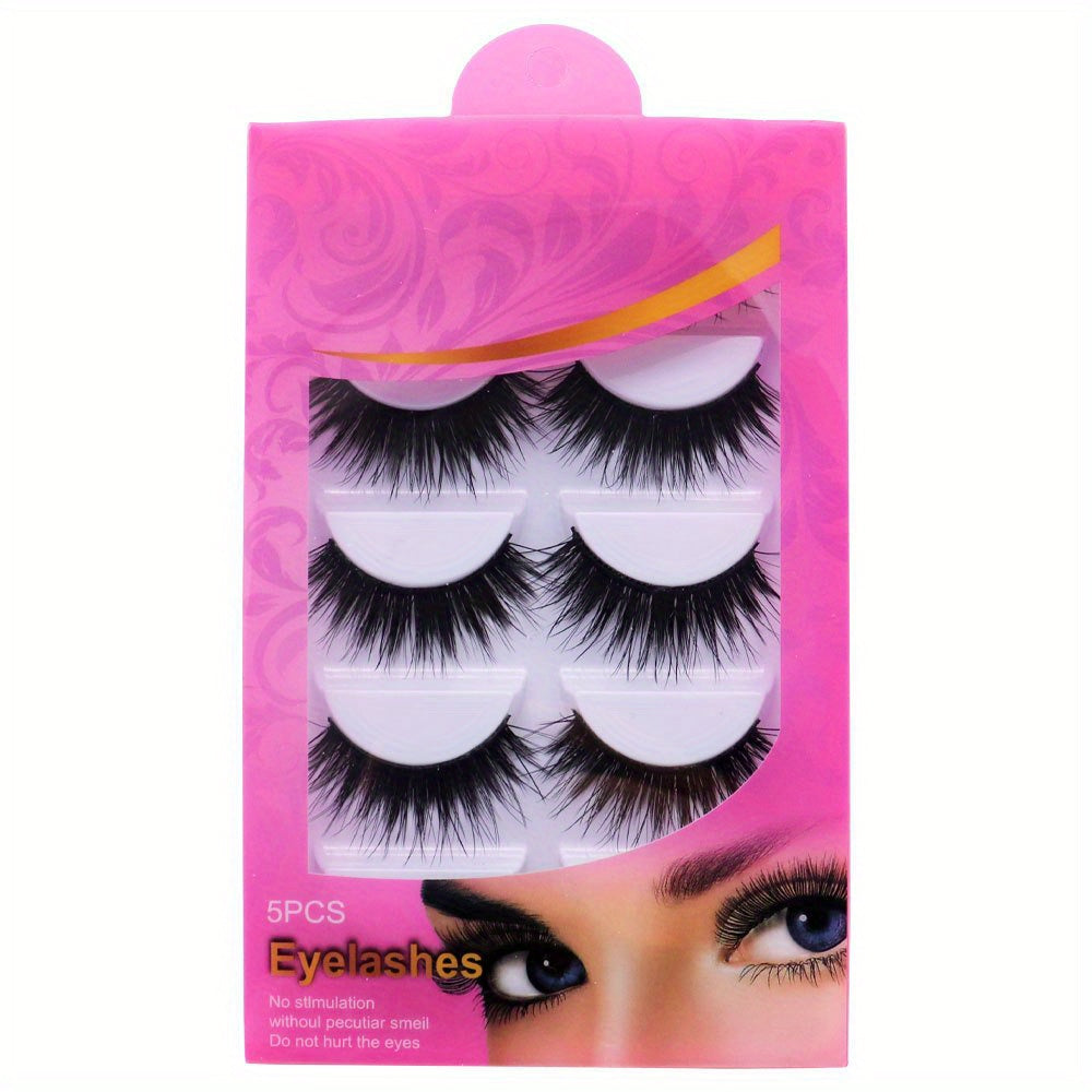 5 Pairs Double Layer Natural 3D Faux Mink False Eyelashes