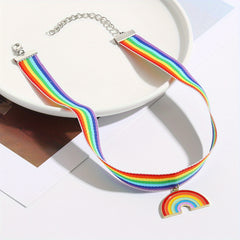 LGBT Rainbow Pendant Necklace for Women Chocker Pride Month Gift