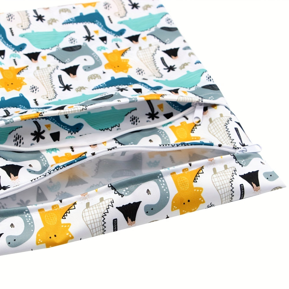 Cartoon Wet & Dry Bag Waterproof Reusable 2 Zippered Pockets & Handle