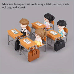 Mini Classroom Set with Table, Chair, Bag, Book