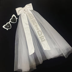 Bridal Bow Veil Polyester for Weddings Bachelorette Parties