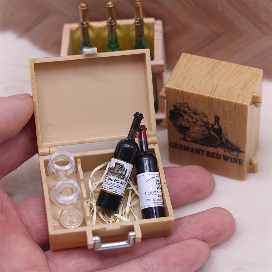 Classic Mini Wine Bottle and Glasses Home Decor Set