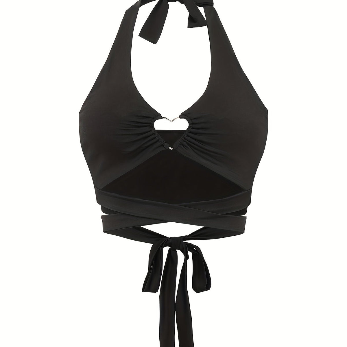 Y2K Sexy Backless Halter Top Heart Ring Linked Lace Up Halter Top