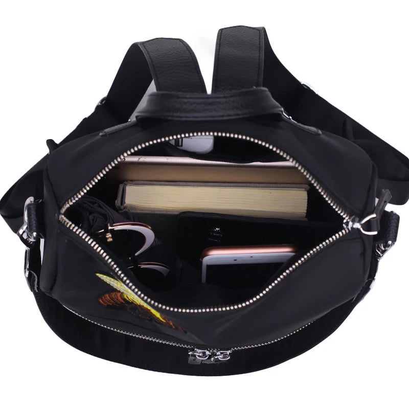 Handmade Embroidery Flower Women Backpacks School Bag for Teen Girls