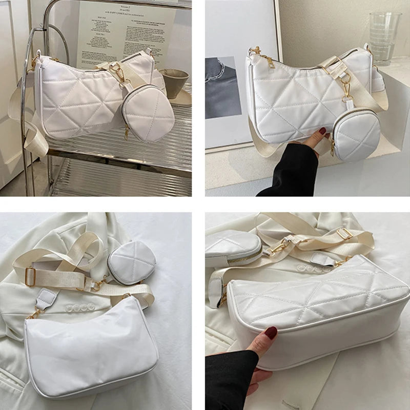 2PCS/Set Composite Bags for Women Shoulder Bag INS Zipper Handbags