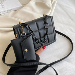 2PCS Women Handbag Diamond Lattice Pattern Composite Bags PU Leather