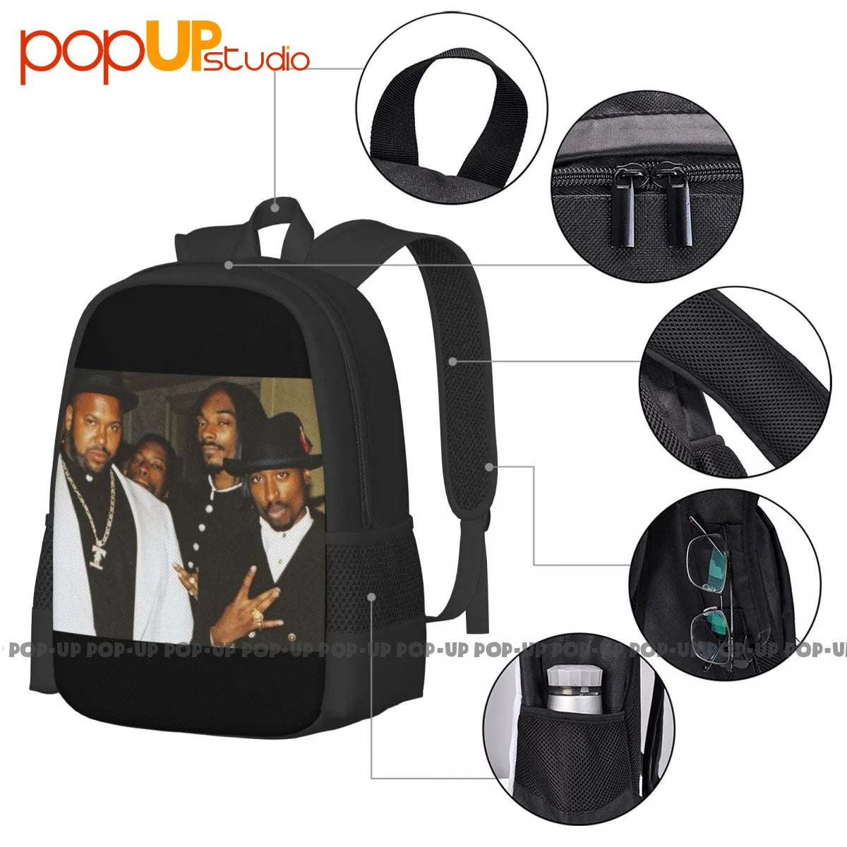 2Pac Death Row Records 2Pac Backpack Large Capacity Gym Bag