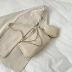 2Pcs Women Butterfly Chain Shoulder Bags Casual Underarm Bag Ladies Handbags