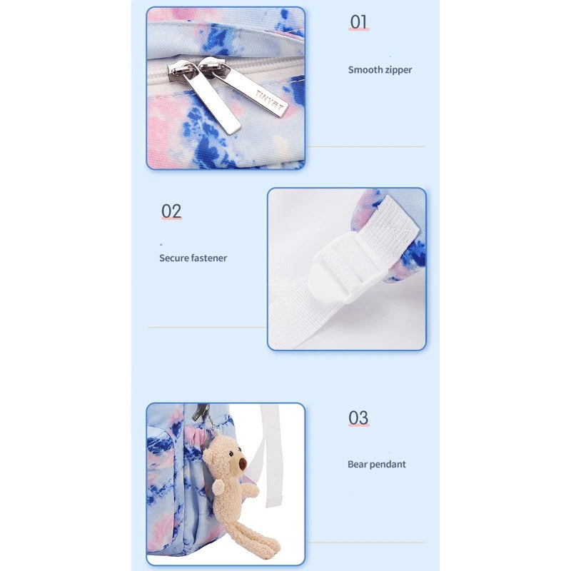 2Pcs Tie Dye Backpack and Lunch Bag Set for Girls Teens Student