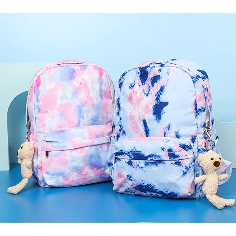 2Pcs Tie Dye Backpack and Lunch Bag Set for Girls Teens Student