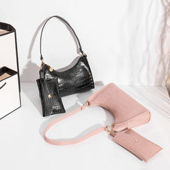 2Pcs Women Underarm Shoulder Bag Leather Totes Solid Messenger Bags