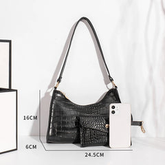2Pcs Women Leather Totes Messenger Bags Set Solid Shoulder Bags