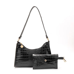2Pcs Women Leather Totes Messenger Bags Set Solid Shoulder Bags