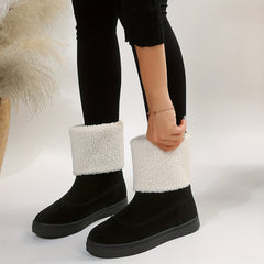 Women's Snow Boots Faux Fur Lined Slip On Outdoor Shoes
