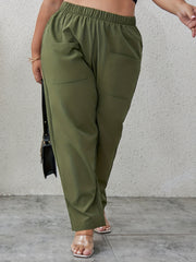  High Rise Straight Leg Pants With Pockets