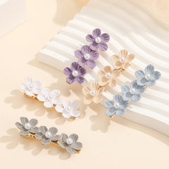 5pcs Pearl Flower Hairclip Barrette Hairpin Snap Clip Party Prom