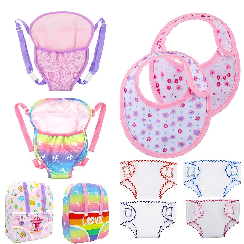 Newborn Baby Diapers Bibs Shoulder Bag Backpack for 35-56cm Dolls