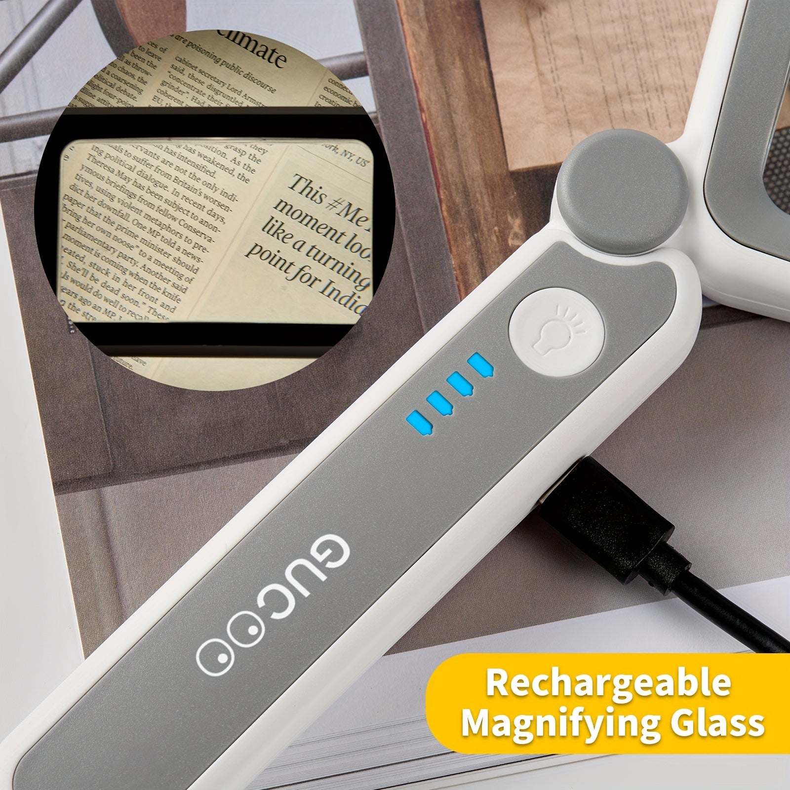 LED Lighted Rectangular Magnifying Glass 4X for Jewelry Books Elderly