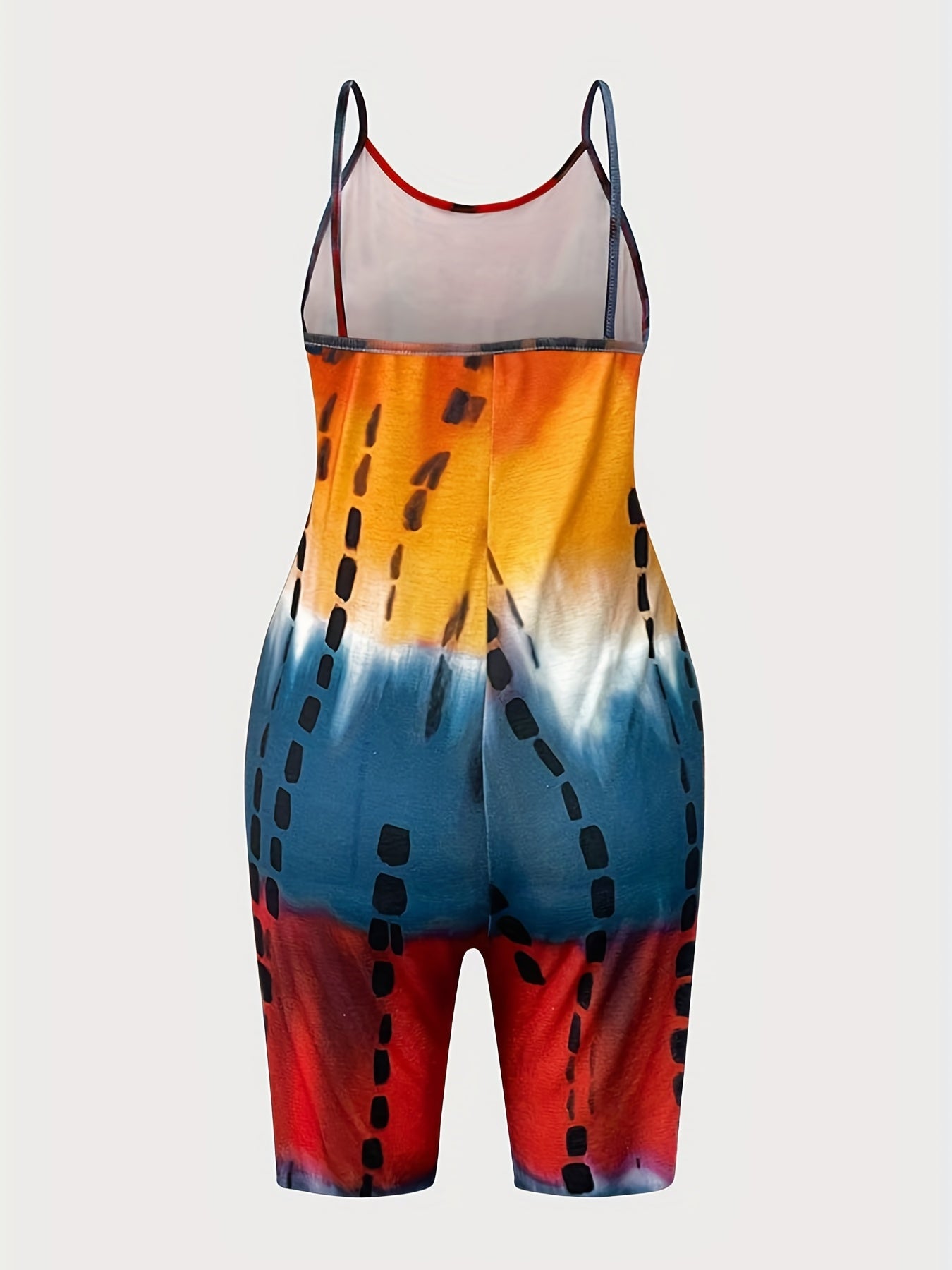 Tie Dye Dual Pockets Romper Jumpsuit Casual Sleeveless Comfy