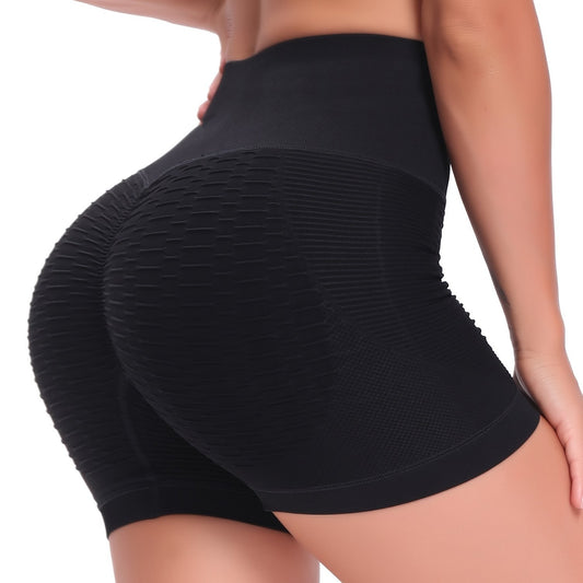 High Waist Honeycomb Solid Sports Shorts Women's Activewear