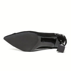 Women's Studded High Heels Slip On Chunky Heels Versatile Sexy Dress Pumps