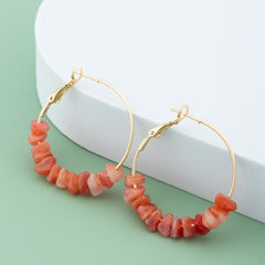 Red Coral Acrylic Round Earrings 14K Plated