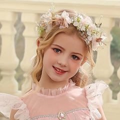 Girls Flower Headdress Hair Accessories Bracelet - Gift For Kids
