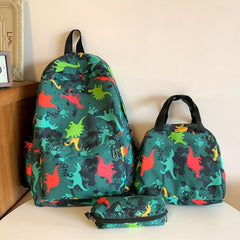 3pcs Lightweight Cartoon Print School Bags Set Backpack Lunch Bag Pen Case