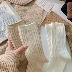 4 Pairs Argyle Print Socks Comfy & Warm Mid Tube Women's Stockings